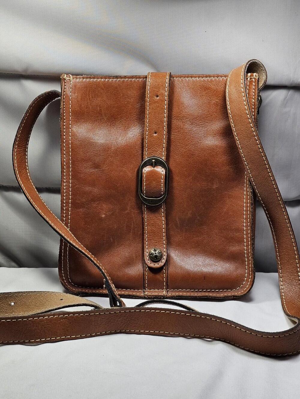 Patricia Nash Venezia Tan Italian Leather Pouch Slim Crossbody Bag P28801